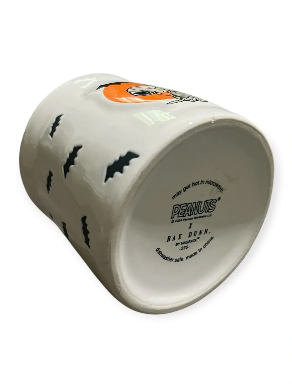 Rae Dunn Peanuts Snoopy Mummy Ceramic Mug - White with Orange Accent - Peanuts